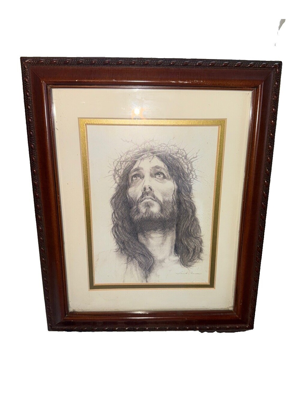 Jesus Christ Crown Of Thorns MARK CANNON Vintage Frame Art Print
